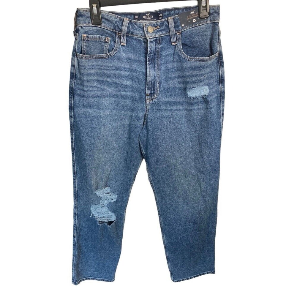 Hollister Ultra High‎ Rise Vintage Straight Leg Jeans Women 29x27 Distressed